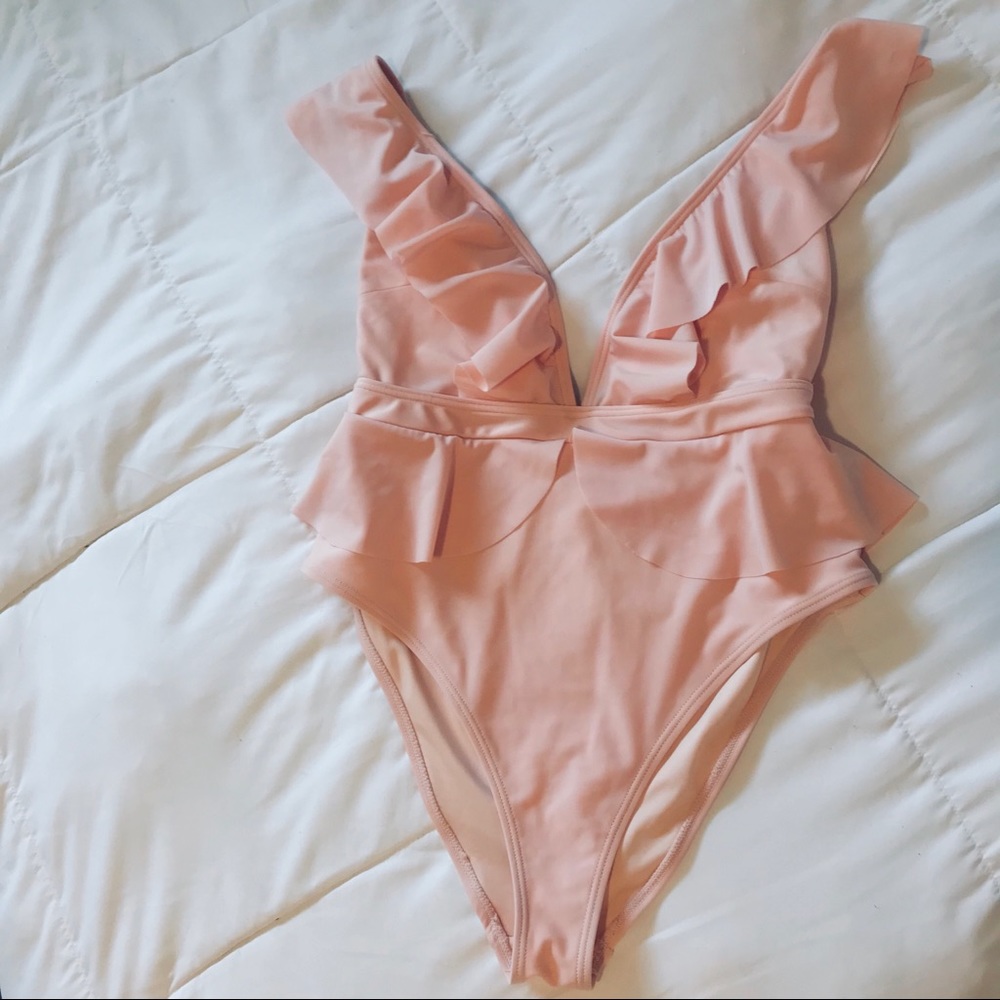ASOS Pink Ruffle Swimsuit